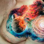 Space tattoo: planets, stars, galaxy and other sketches for guys and girls