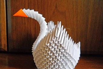 Origami swan made of modules