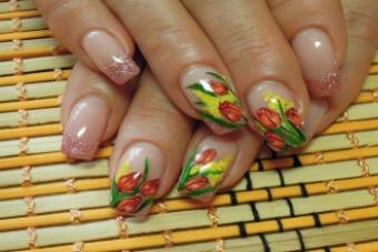Manicure with tulips: step by step instructions